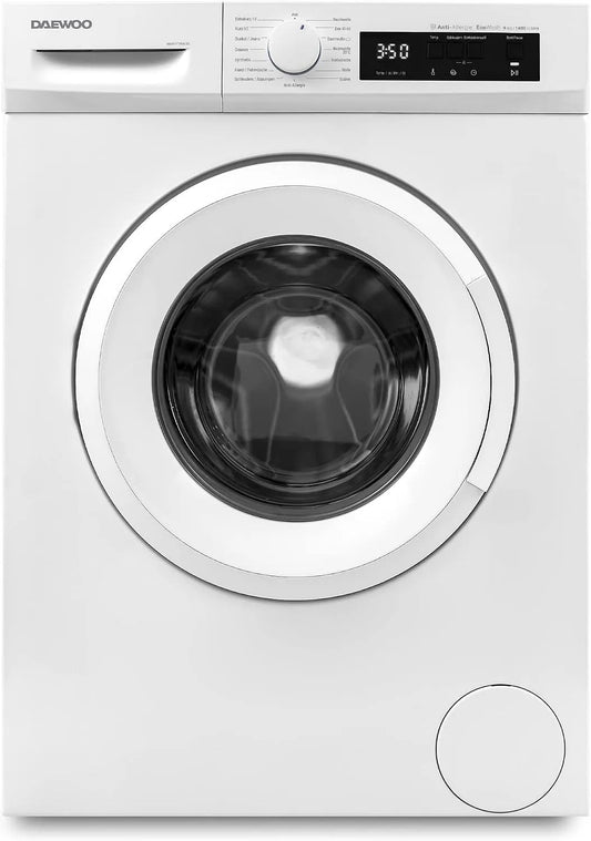 Daewoo Waschmaschine WM914T1WA0DE 1400, Frontbeladung, Gewicht 9 kg, 15 Betriebsprogramme inklusive. 15 min Kurzprogramm, AquaStop, Weiß