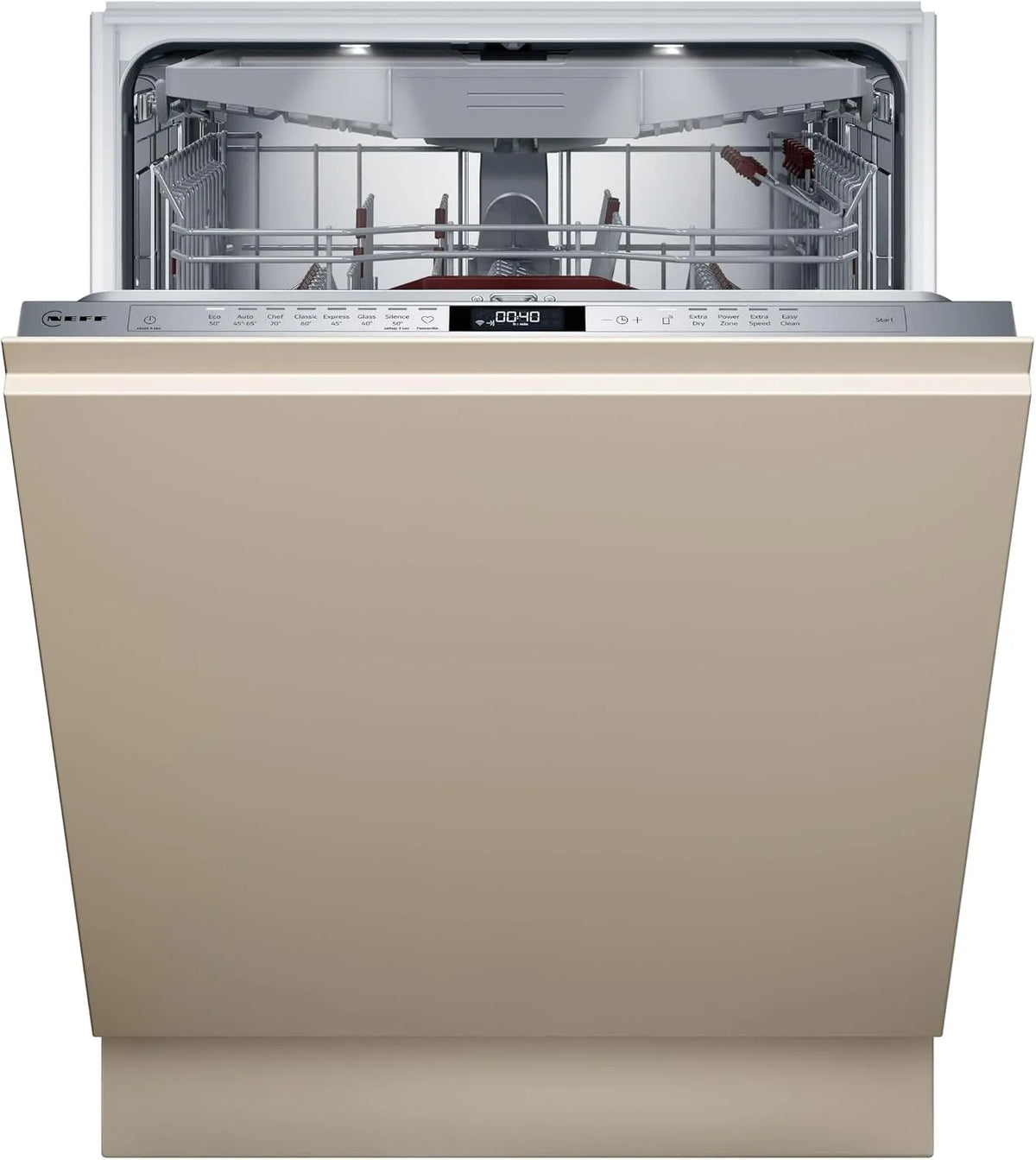 Neff Geschirrspüler S257ECX14E, starke Reinigung mit Chef 70°C, Breite 60 cm, N 50, Smarter XXL Vollintegriert, ckschublade, leise, Time Light