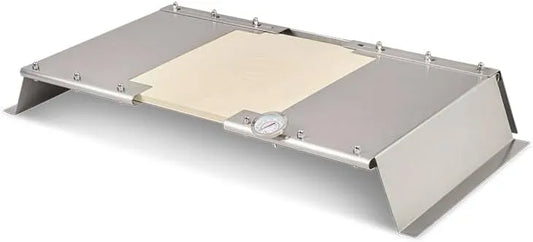 Gasgrill MOESTA-BBQ 19597 PizzaCover Flex, Breitenverstellbar 600-900 mm, Edelstahl-Pizzaaufsatz mit Cordierit-Dach