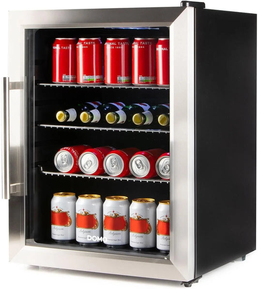 Kühlschrank DO91609BK DOMO Party, DOMO Party EEK: D, Fassungsvermögen 60l Standgerät in Schwarz, Edelstahl, gebürstet