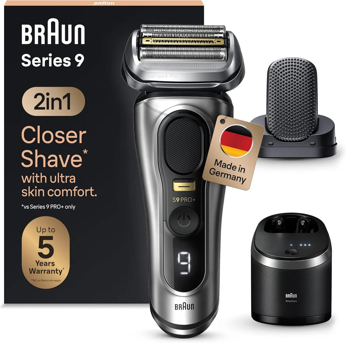 Braun Modell 2-in-1-System, Elektrorasierer mit 5 Rasierelementen, 9597cc, Rasierapparat, Made in Germany, Series 9 Pro+ Rasierer Herren Elektrisch