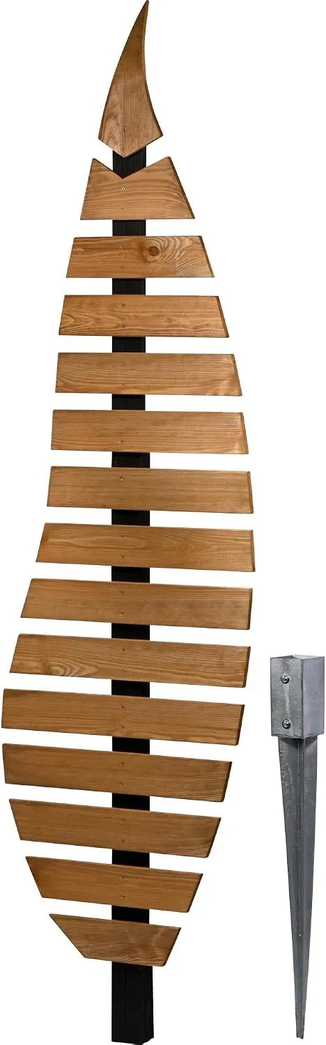 Label Rankhilfe Abstractus in Blattform zweifarbig aus Holz dobar Green, Rankgerüst stehend mit Pfahl für Garten, Pflanzstütze für Kletterpflanzen