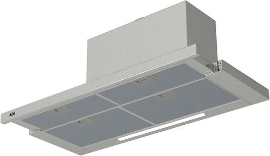 AEG Dunstabzugshaube DPE5960M, Geräuschpegel 60 dB, Leistung bis 660 m³/h, inklusive Panel, Edelstahl, Breite 90 cm