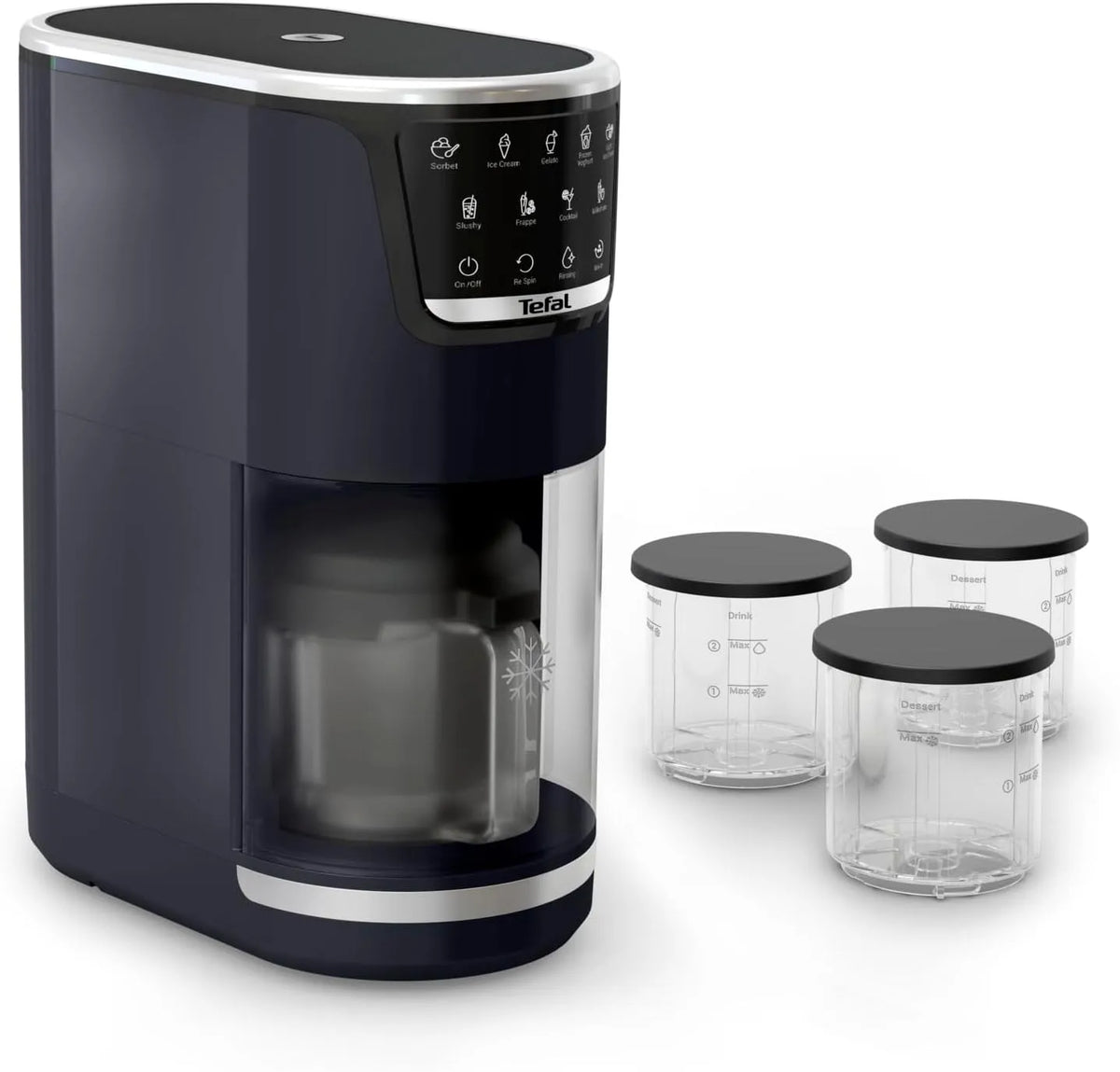 Tefal Eismaschine 1-Step-Perfector, 10 Betriebsprogramme für Eiscreme, inklusive. 3x Tritan-Eisschüsseln, Dolci, Sorbet, Gelato & Frozen Yogurt