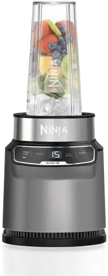 Ninja Modell BN500UK 700-ml-Tassen, 2 x, Mix-in-Becher, Smoothies, spülmaschinenfeste Teile, Farbe Grau, Leistung 1000 W, Mixer mit Auto-iQ, silber
