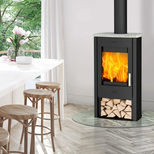 Kaminofen K5732 Fireplace Tuvalu, Topplatte Speckstein, Fireplace Tuvalu Stahl in Schwarz