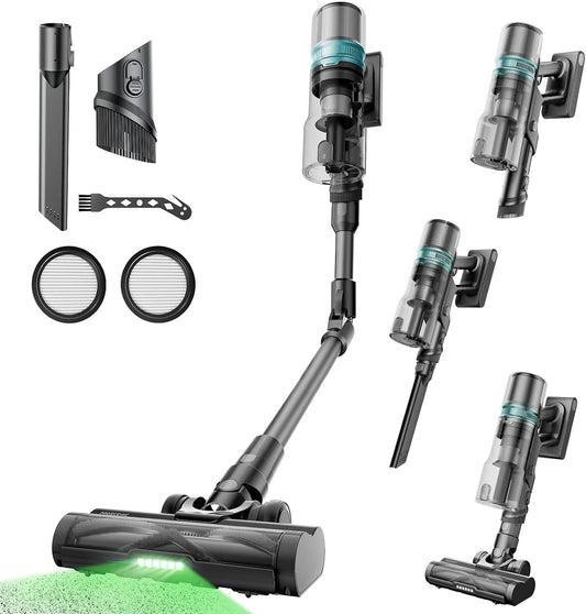 Staubsauger P16 65Min Proscenic Akku, Leistung 550W 55000pa mit Flexibles Biegegelenk, GreenEye-Technologie, Display, Anti-Tangle Bodenbürste