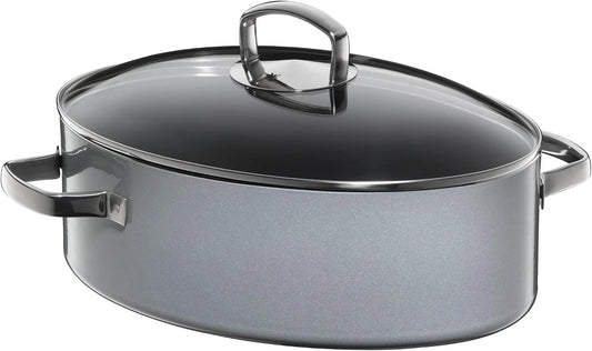 WMF Backofen 0515885290, 30 Jahre, s Braten, Kratzfest, Backofengeeignet, Platinum, Fusiontec Mineral Bräter 36 cm, ovale Form, Einfache Reinigung