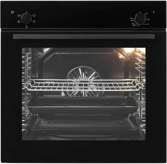 Backofen EBS900 Oranier Einbau, schwarzer autarker Elektroherd mit 80 Liter Garraumvolumen, Einbaubackofen mit 6 Funktionen