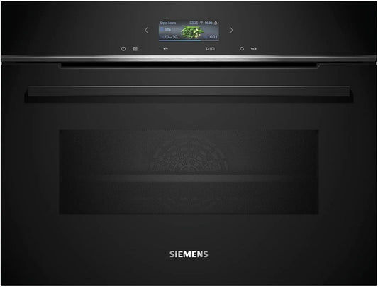 Siemens Backofen CM724G1B1 iQ700, Leistung 900 W, Made in Germany, Air Fry, Teleskopauszug, in Schwarz, Maße 60 x 45 cm, Hydrolyse