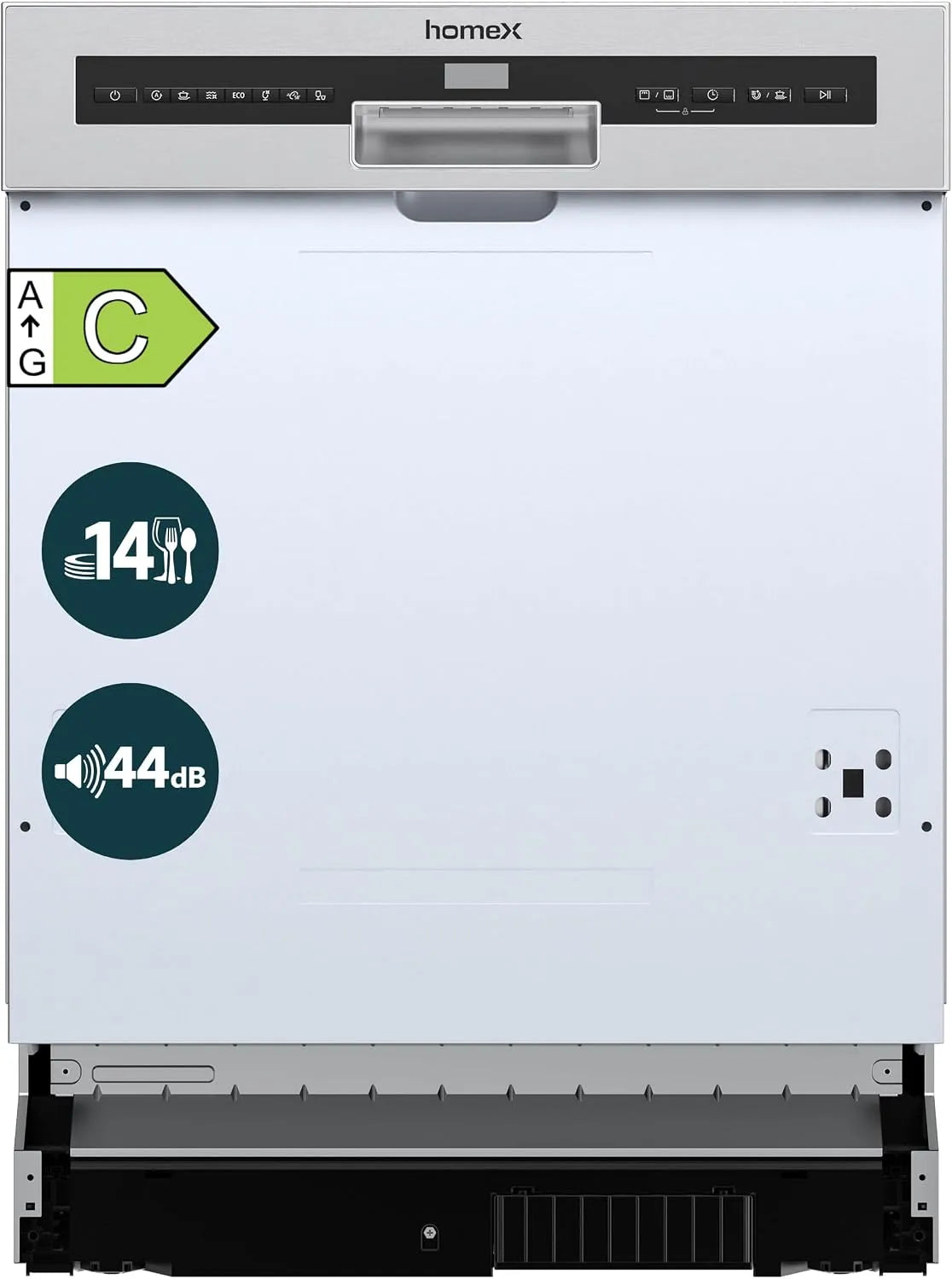 Geschirrspüler DWSI601444C homeX, Breite 60 cm, 44 dB, 14 Maßgedecke, 7 Betriebsprogramme, Spülmaschine teilintegrierbar, AquaStop, ckschublade