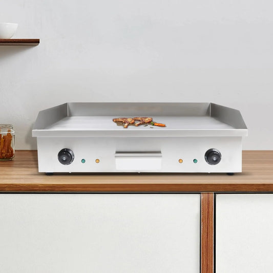 Grill, 50-300°C Temperaturbereich, Maße 73x40cm, Silber, Leistung 4400W Grillplatte Elektrisch Countertop Griddle Kommerzielle Glatt Bratplatte