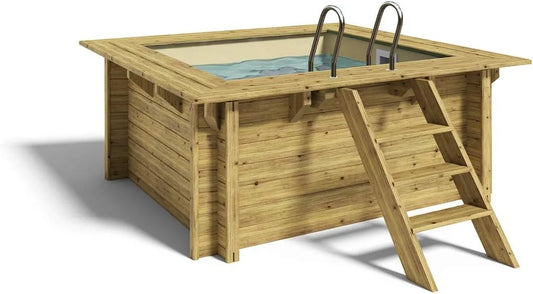 Paradies Pool, 200 x 200 x 104, Menge: 1 Stück, Edelstahlleiter Tiefbecken, Folie Sand mit 0,8mm Stärke, Viereck