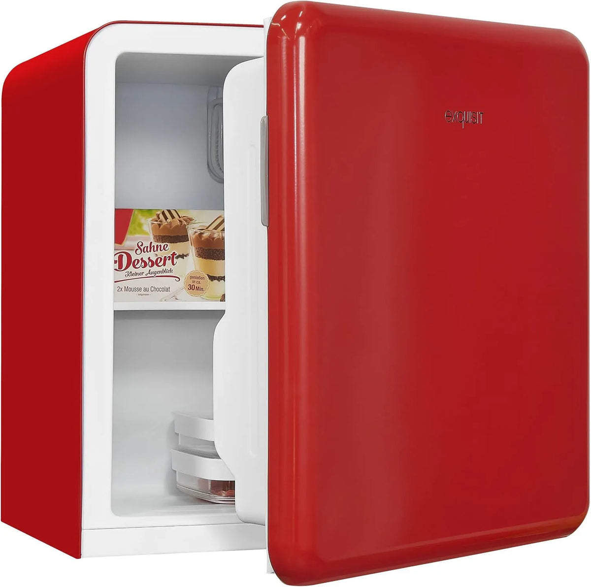 Exquisit Kühlschrank CKB45-0-031F, Kühlbox, Fassungsvermögen 47 Liter Nutzinhalt, Mini rot, Retrostyle, Hotelkühlschrank