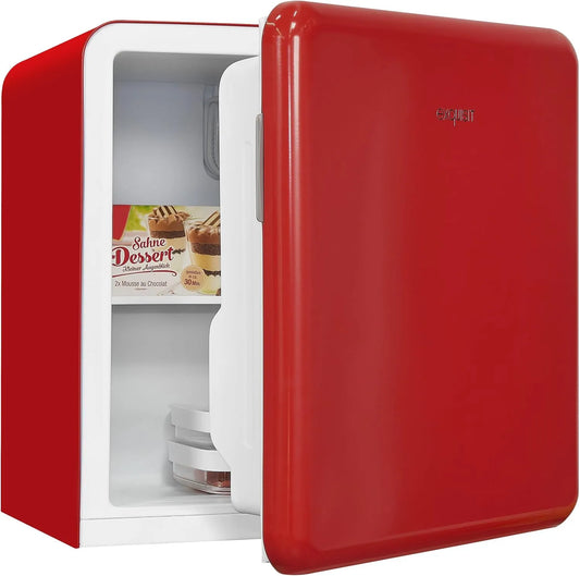 Exquisit Kühlschrank CKB45-0-031F, Kühlbox, Fassungsvermögen 47 Liter Nutzinhalt, Mini rot, Retrostyle, Hotelkühlschrank