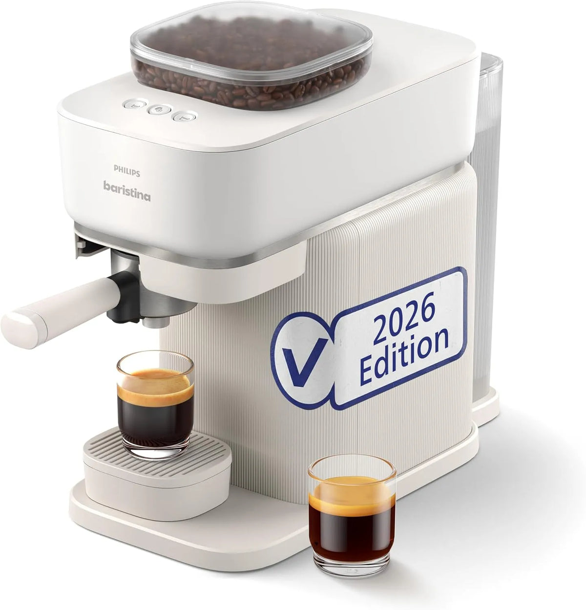 Philips Espressomaschine BAR305/00, 16 Bar, Kaffeemaschine mit Mahlwerk, Baristina, Automatisches Mahlen, Tampen & Brühen, Café Crema, Kompakte Größ