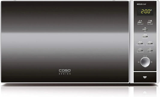 Caso Mikrowelle MCG25, Backofen-Funktion bis 200°C, Fassungsvermögen 25 L, chef 3-in-1 mit Grill und Heißluft 1950W, Drehteller Ø 27cm
