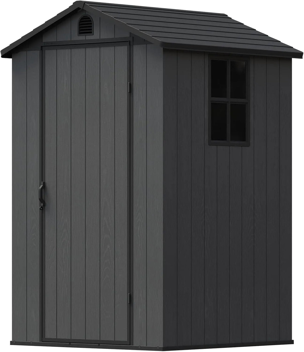 Gartenhaus, 116x116x171 cm Gerätehaus mit Boden, Kunststoff, Wetterfest für Garten Rasen, Devoko 4x4 2,3m³, Draußen, Dunkelgrau