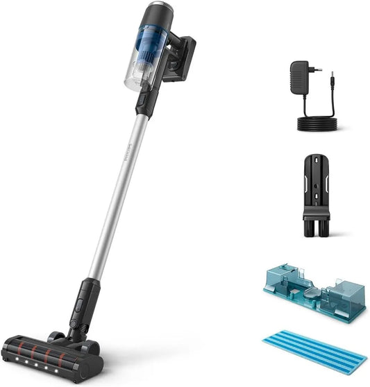Philips Akku-Staubsauger 3000 PowerCyclone8 XC3132/01, 60 Min Laufzeit, Kabelloser Serie Aqua, Leicht 1,5kg, Integrierter Handstaubsauger