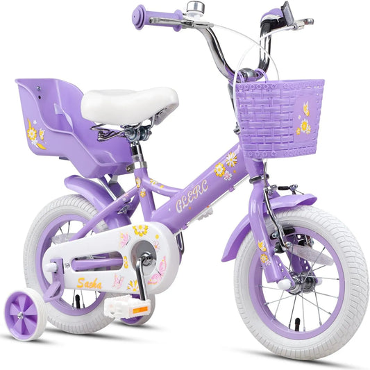 Fahrrad, 12-20 Zoll Kinderfahrrad für Kinder im Alter von 2 3 4 5 6 7 8 9 10 11 12 13 Jahren, Glerc Mädchenfahrrad, Kinderfahrrad mit Puppensitz, Korb