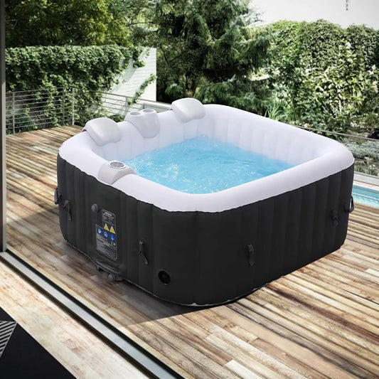 Whirlpool, 4 Personen, Maße 154x154cm, 100 Massagedüsen, Fassungsvermögen 600 Liter, Arebos Aufblasbarer Spa, für drinnen und draußen