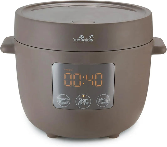 Tsuki Mini-Reiskocher mit Shinsei-Keramikschüssel Yum Asia, 2,5 Tassen, Fassungsvermögen 0,45 Liter, 5 Reiskochfunktionen, 2 Multicooker-Funktionen