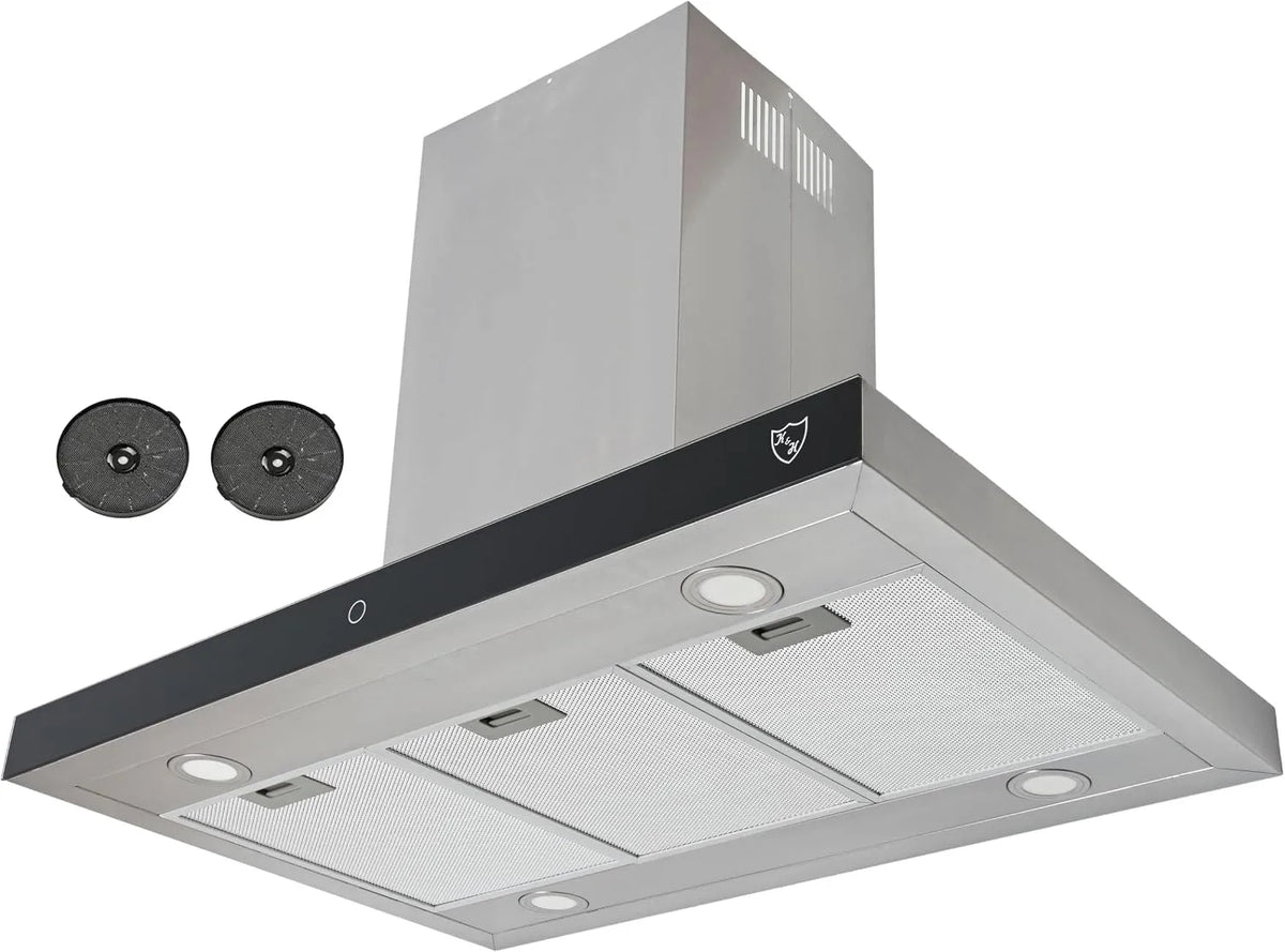Dunstabzugshaube ISA-90-600 K&H, Cooker Hood 9 Leistungsstufen, Energieklasse A+, Abzugshaube Metall Fettfilter, m³/h, 90cm Inselhaube, 600 m