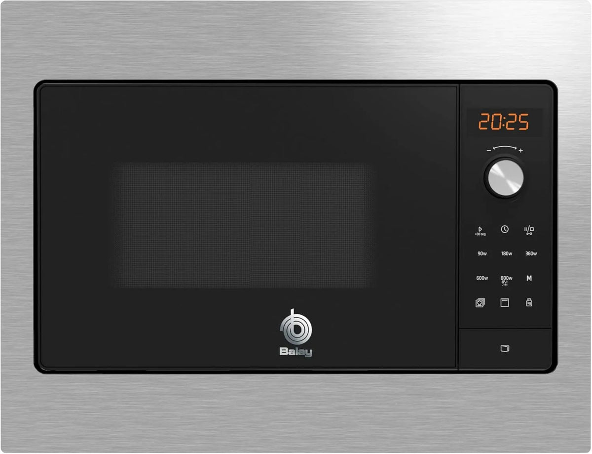 Mikrowelle 3CG5142X3 Balay, Leistung 800 W, integrierbar, elektronische Uhr, Edelstahl, Maße 50 x 38 cm, Fassungsvermögen 20 l, Grill, Ap. Seite links