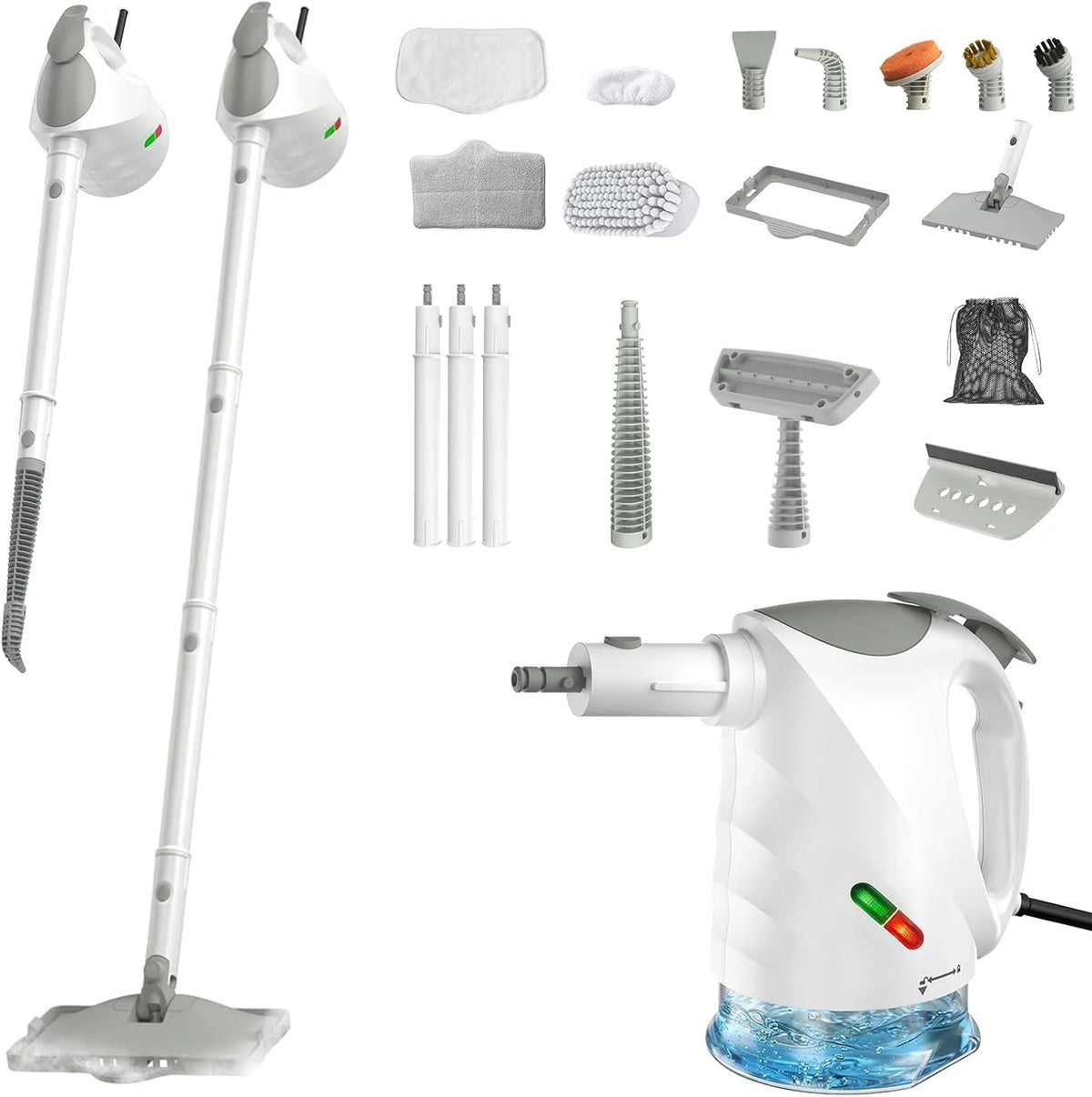 Dampfreiniger 15S, Fassungsvermögen 450 ml Druck-Mehrzweckdampfreiniger, Schnelle Aufheizung Dampfwischer, Reinigung von Böden, Fenst, Leistung 1500 W