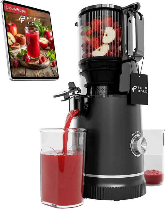 Entsafter, Juicer Machine mit 2 Gläsern, 130 mm XXL Einfüllschacht, Fassungsvermögen 1,8 L Füllvolumen, 3-fach Edelstahl-Filter, Leistung 250W