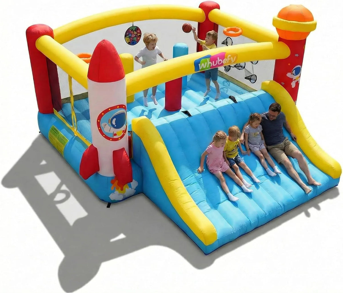 Kinder von 8-12 Jahren Hüpfburg für, Maße 4,1 x 4,1 m, für drinnen und draußen, mit Gebläse, Weltraum Partys und den Garten
