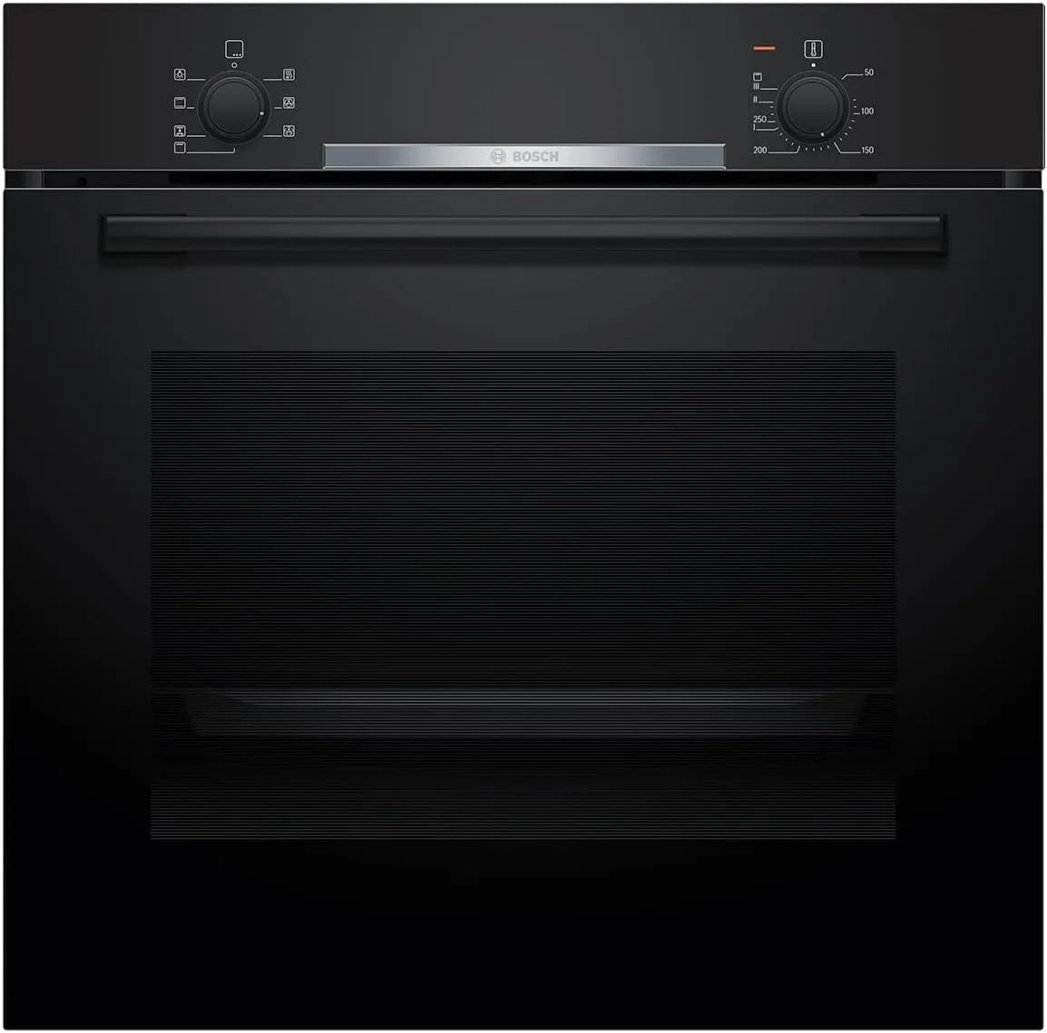 Bosch Backofen HBA510BA3 3D-Heißluft, Maße 60 x 60 cm, Schnellaufheizung, in Schwarz, Serie 2, Einbau, für gleichmäßiges Backen auf 3 Ebenen