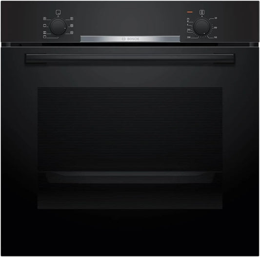 Bosch Backofen HBA510BA3 3D-Heißluft, Maße 60 x 60 cm, Schnellaufheizung, in Schwarz, Serie 2, Einbau, für gleichmäßiges Backen auf 3 Ebenen