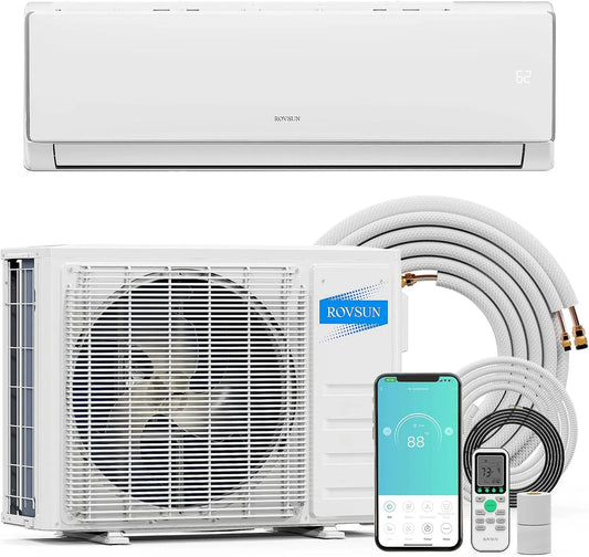 Klimaanlage 17SEER2, ROVSUN 11000BTU 115V Split und Heizung mit WLAN, 17 SEER2 115V, Wärmepumpe und Kit, Leitungsloser Wandwechselrichter