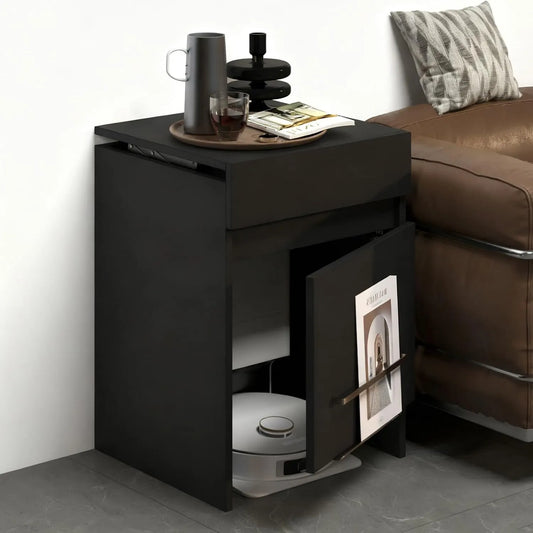 Schrank, Aufbewahrungsschrank Staubsaugroboter Station Mit Tür, Schlafzimmer, Black, Für Saugroboter, Einfacher Wasserwechsel Für Wohnzimmer, Küche
