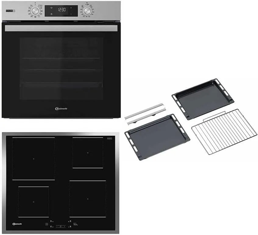 Bauknecht Backofen BAKO 466 60cm/Inox, Kochfeld Modell 60cm, Heißluftbackofen mit 12 Funktionen, Breite 60cm, Gentle Steam, EEK A+