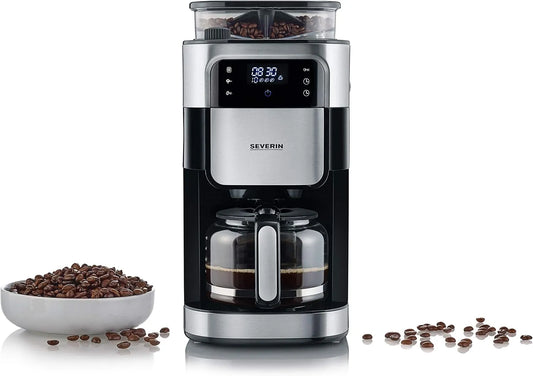 Severin Kaffeemaschine KA 4813, mit Mahlwerk, für bis zu 10 Tassen Kaffee, 1000 Watt, auch als Filterkaffeemaschine, Edelstahl, in Schwarz