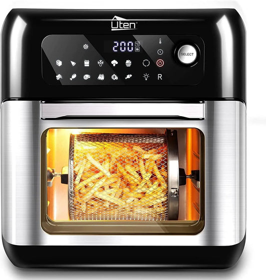 Heißluftfritteuse, 6 Zubehör & Rezeptbuch, Fassungsvermögen 10L Air fryer Fritteuse, Edelstahl,1500W