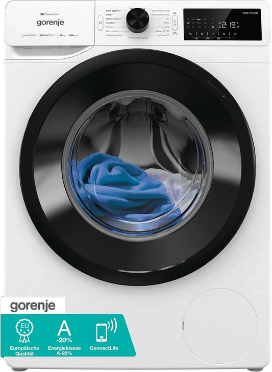 Gorenje Modell, Gewicht 10Kg WPAM14A2T 1400 A-20, 15 Betriebsprogramme, ConnectLife, Totaler AquaStop, ExtraHygiene, Schnell Waschgang, min, EEK: %