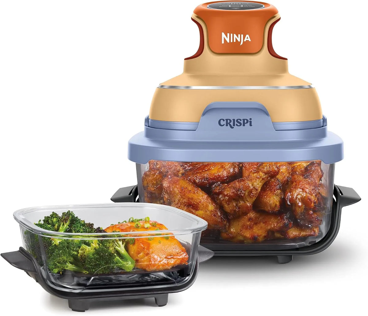 Ninja Heißluftfritteuse FN101EUORPR, Leistung 1700 W, CRISPi tragbar, Aufknuspern, Mango-Wolken, Fassungsvermögen 3,8 l & 1,4 l, Braten