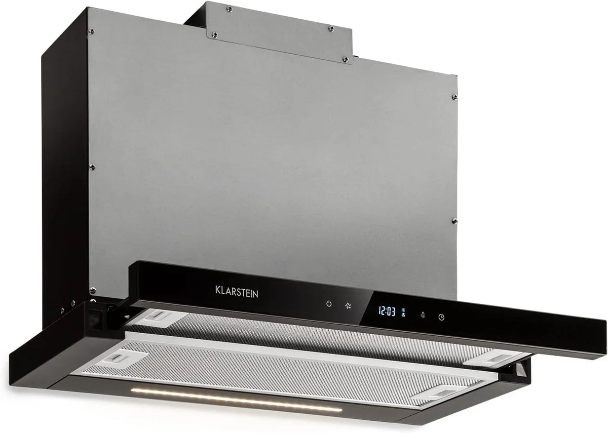 Klarstein Dunstabzugshaube, Mariana Neo 60, Breite 60 cm, 640 m³/h, EEK A, Umluft & Abluft, LC-Display, Timer, Touch-Panel