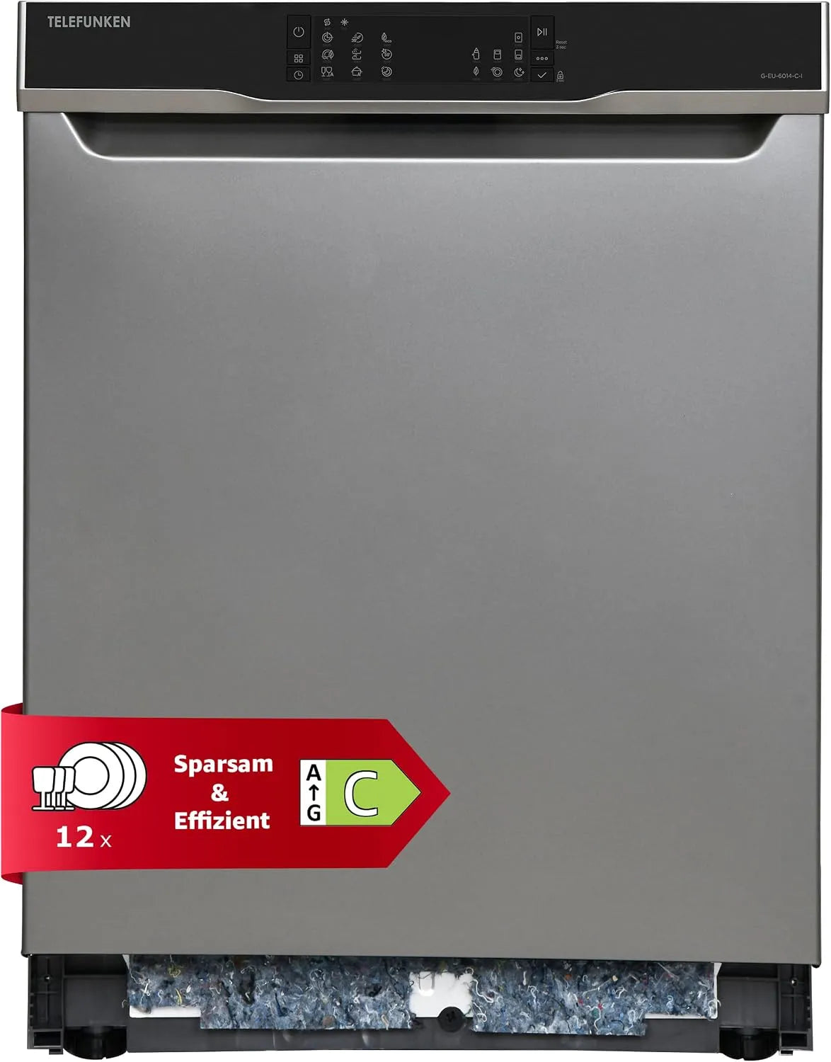 Telefunken Geschirrspüler G-EU-6014-C-I, Spülmaschine 60 cm, leise 44 dB, 12 Maßgedecke, 9 Betriebsprogramme, Unterbau, AquaStop, Auto-Door