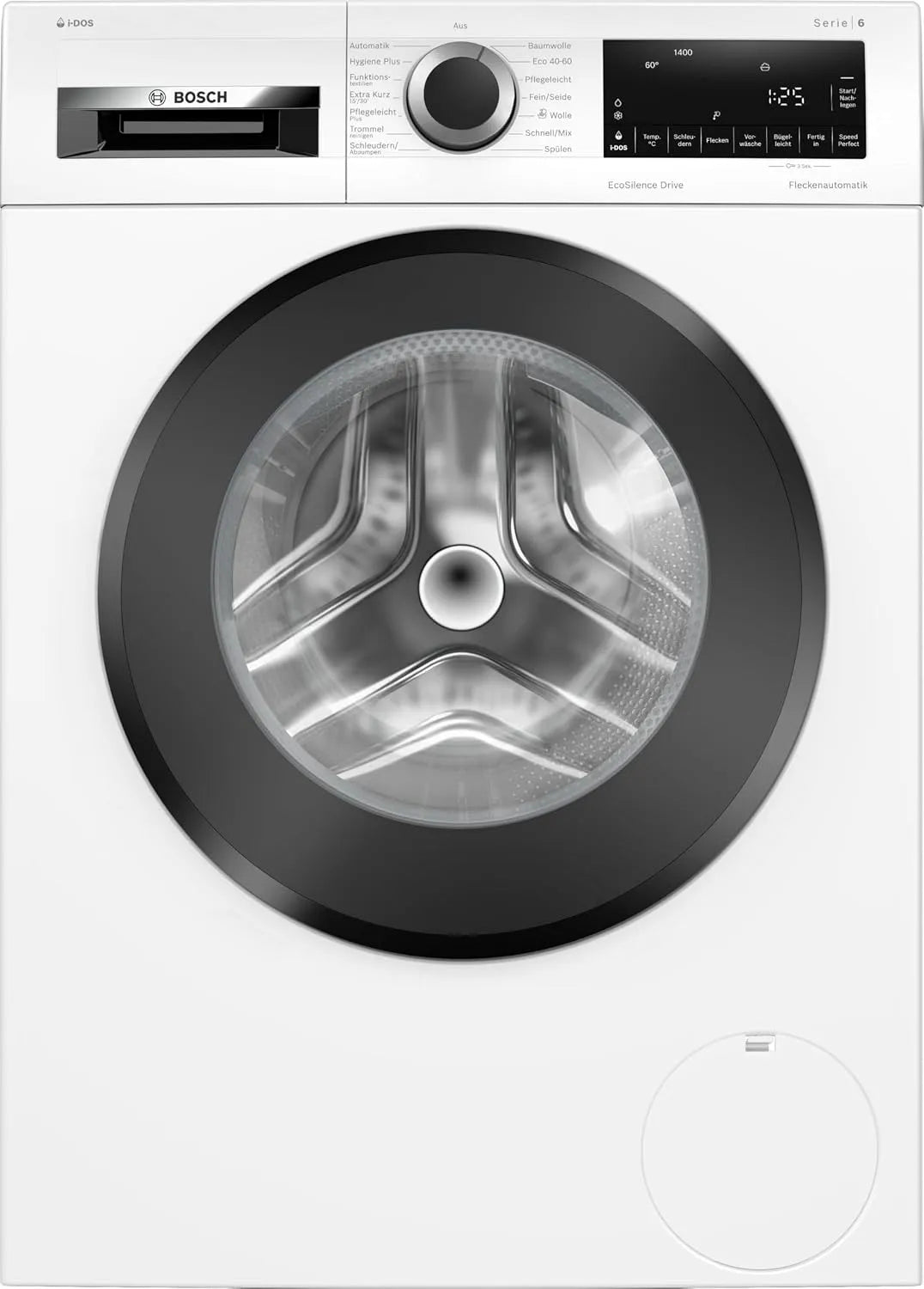 Bosch Waschmaschine WGG154A10 1400, Serie 6 Frontbeladung, 51 kWh pro 100 Waschzyklen, Gewicht 10 kg, Hygiene Plus, UpM, weiß, i-DOS, Fleckenautomatik