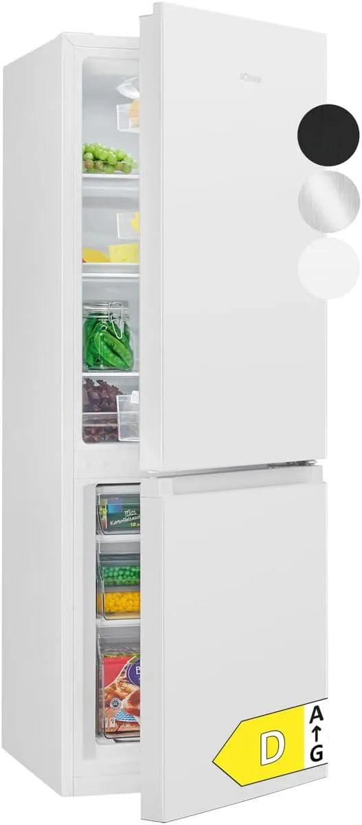 Bomann Kühlschrank KG 322.1, Breite 143cm, Fassungsvermögen 175L Kühlgefrierkombi, Energieklasse D, weiß, Kühl Gefrierkombination leise 39 dB