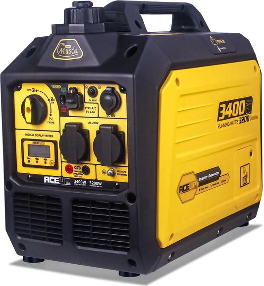 Stromerzeuger, Benzin Stromgenerator Notstromaggregat 4 Takt Motor Für Camping, Aceup Energy 3400W Inverter