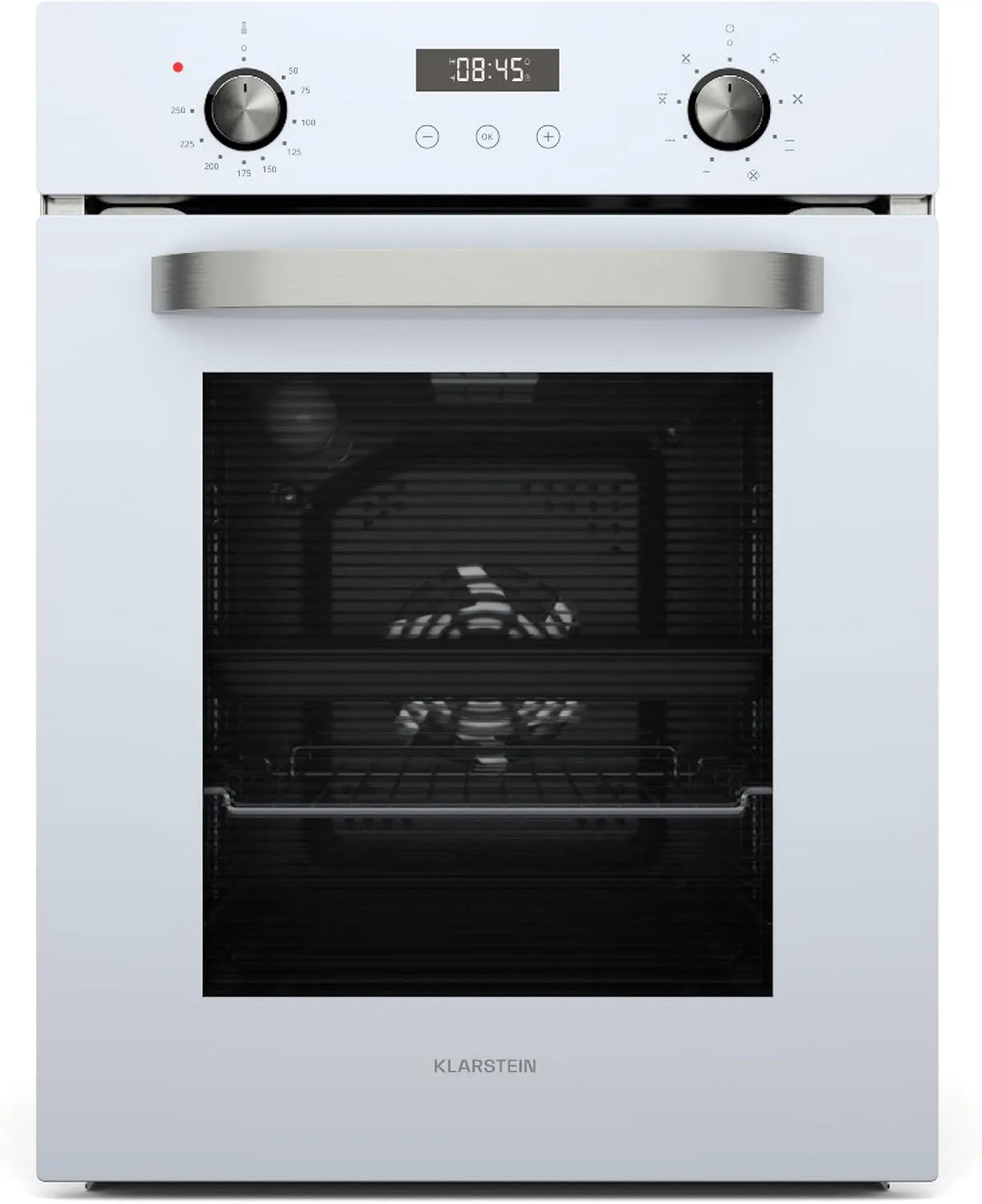 Klarstein Backofen, Fassungsvermögen 49 L, SmartSlim Einbaubackofen, Dampfreinigung, Schwarzes Glas, Einbaugerät, Breite 45 cm, 9 Funktionen
