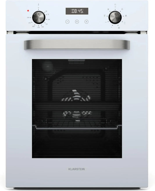 Klarstein Backofen, Fassungsvermögen 49 L, SmartSlim Einbaubackofen, Dampfreinigung, Schwarzes Glas, Einbaugerät, Breite 45 cm, 9 Funktionen