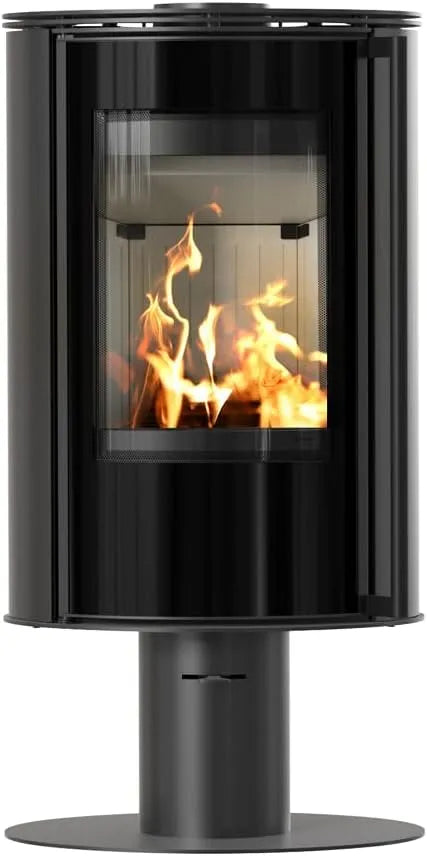 Kaminofen KRATKI, Freistehender Holzofen, aus Stahl mit Sockel Erik 5,5 kW Ø 150 mm, BImSchV 2, Clean-Glass-System und Termotec, ECODESIGN