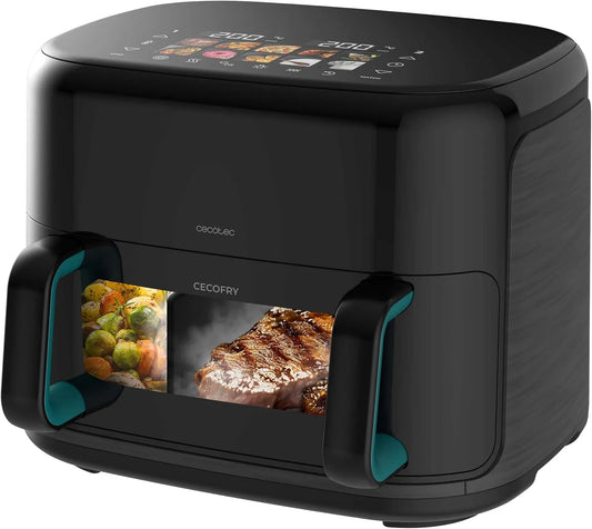 Cecotec Heißluftfritteuse, ohne Öl, Fassungsvermögen 10L, Air Fryer Cecofry&Grill Smokin'Prime 10000. 2800W, 40-200°C, Doppelwiderstand