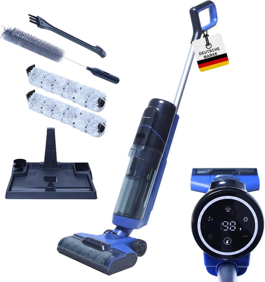Nass- und Trockensauger, Fassungsvermögen 700ml Doppeltank, 360° Bürste, Akku, HEPA-Filter, starker Kabelloser Wischsauger mit Selbstreinigung
